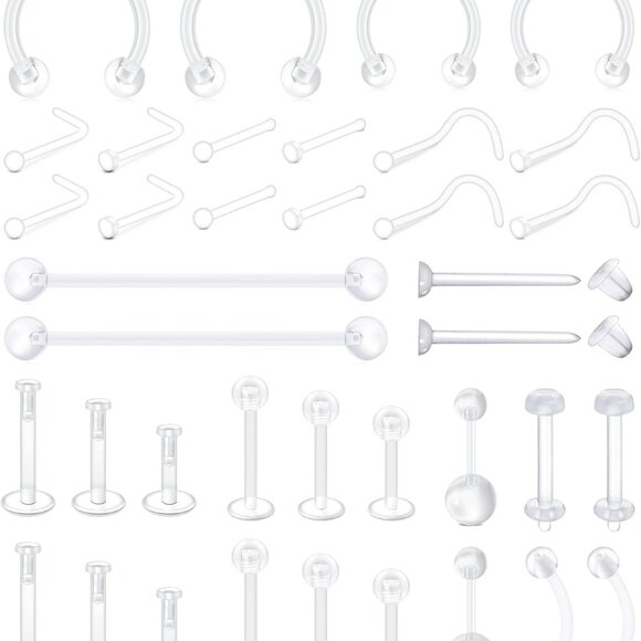 Other - 38pcs Clear Piercing Retainers for Surgery Bioflex Nose Rings Belly Rings Septum